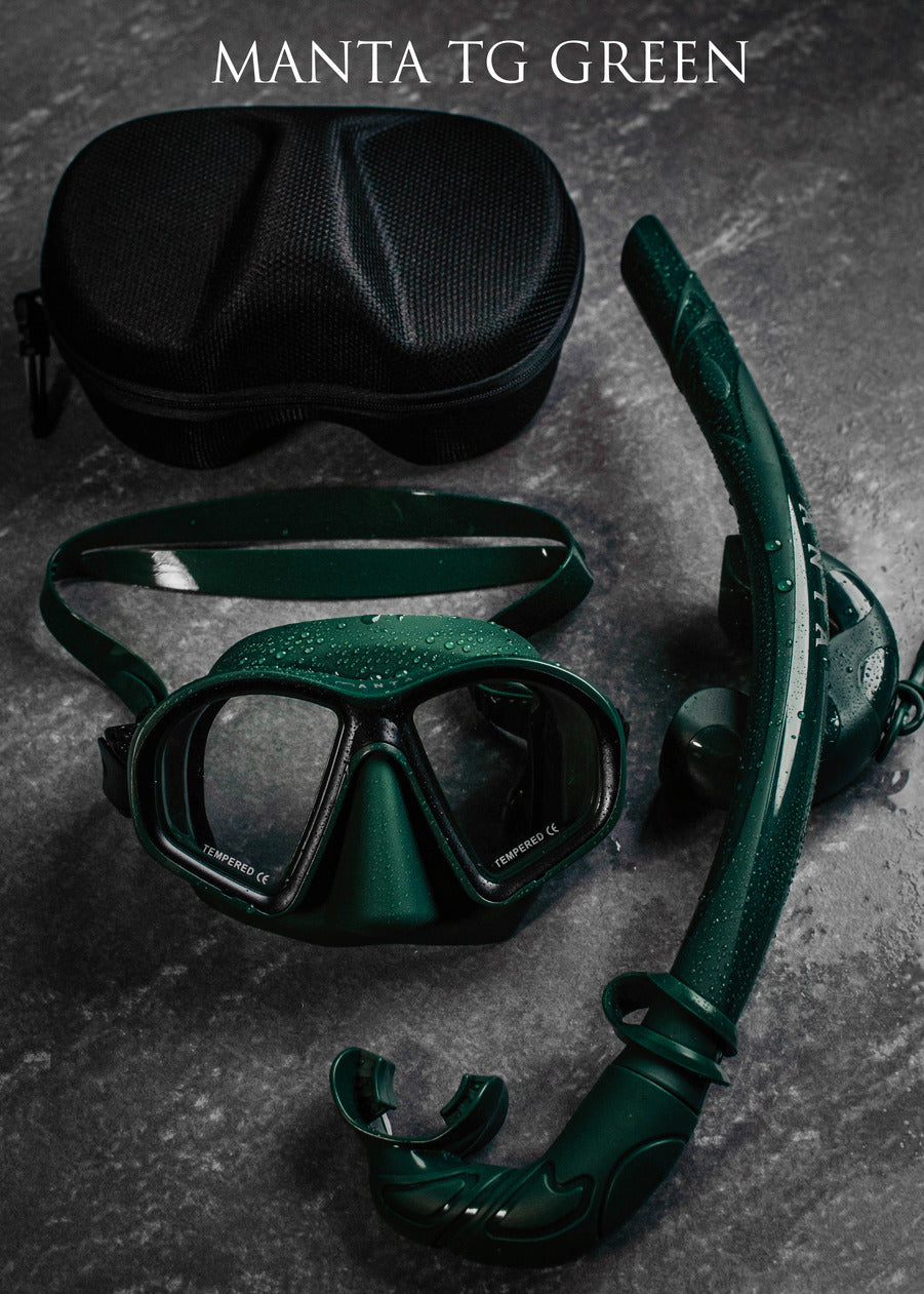 Manta TG Green Freediving Mask